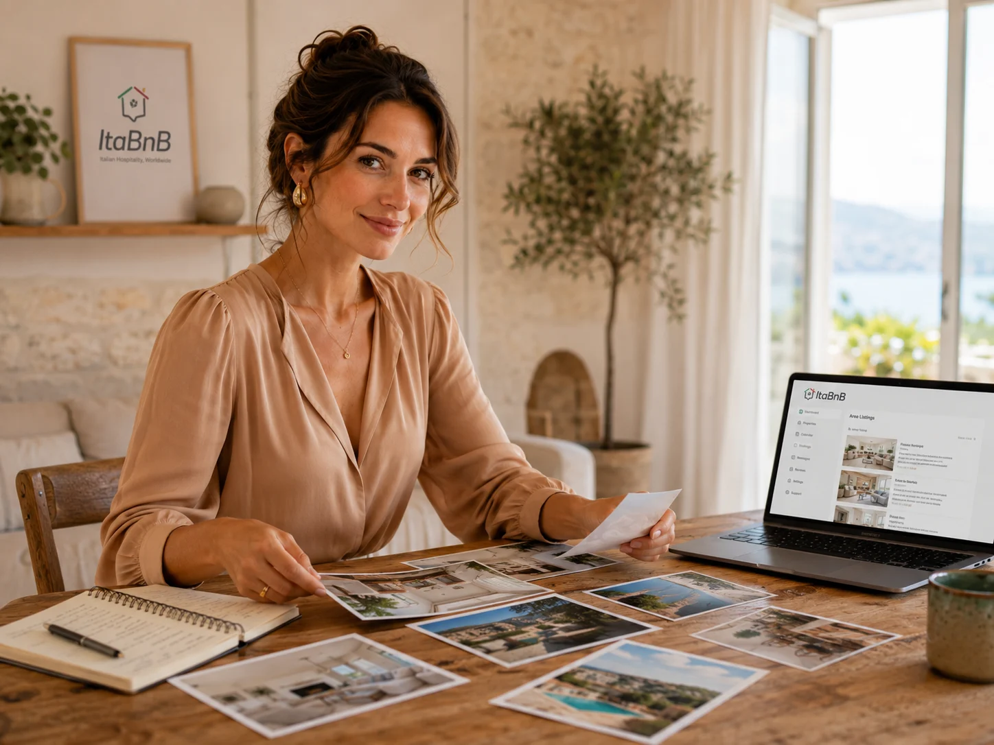 Alice seleziona fotografie e organizza i contenuti della struttura per il sito ItaBnB